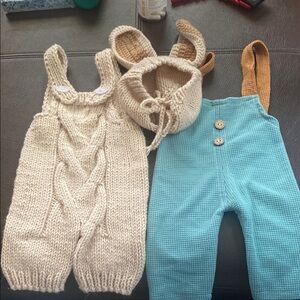 Cream Knit Overalls for Kids
